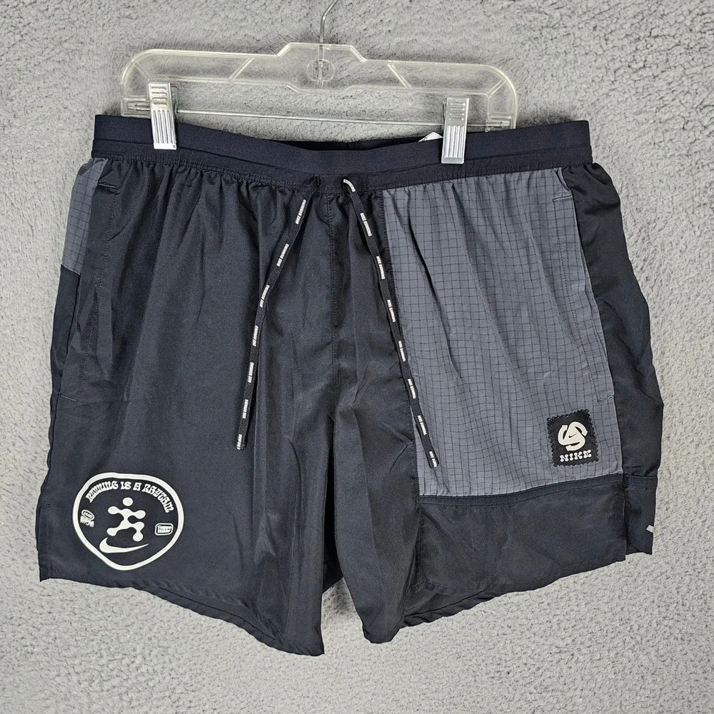 Nike Shorts Mens Large Black Running Is A Rhythm Dri-FIT DM4662-010 Training
